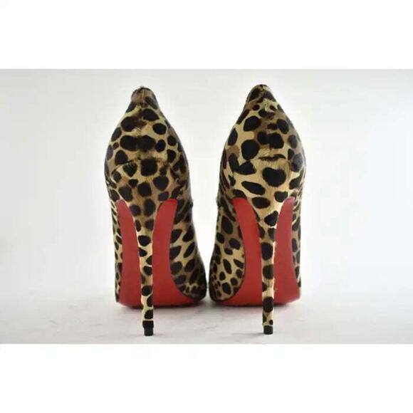 Christian Louboutin So Kate 120 Pony Fur Leopard Black Brown Heel Pump 40 - Picture 11 of 12